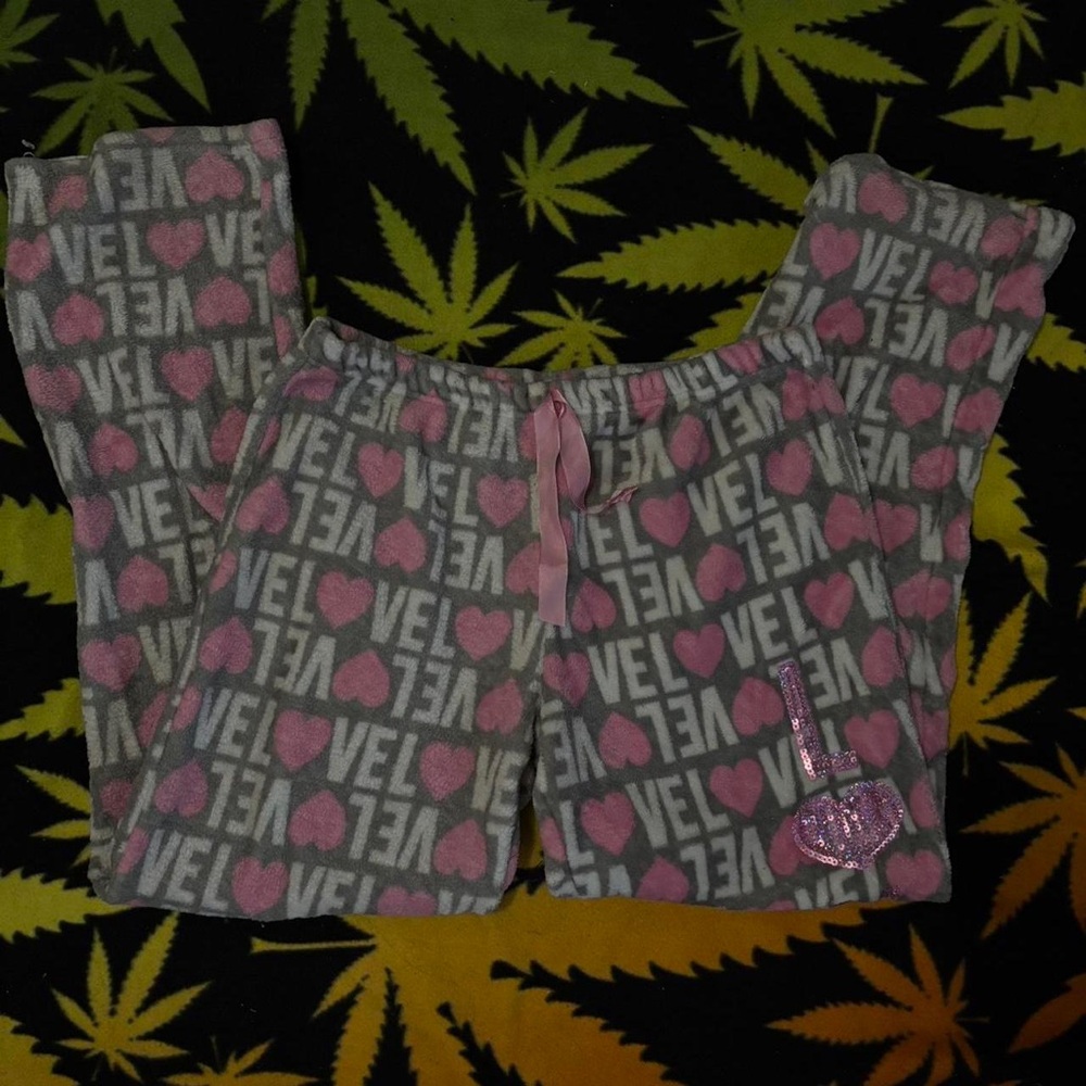 Kids Pink and Gray Heart Pajama Bottoms